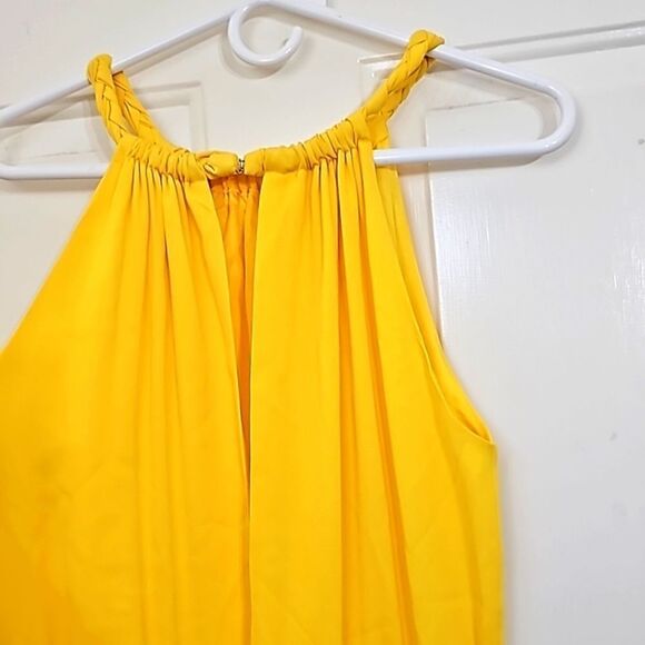 Daniela Corte Opening Dress, Yellow, Open Back, 100% Silk, Size 40, Small - Picture 8 of 11